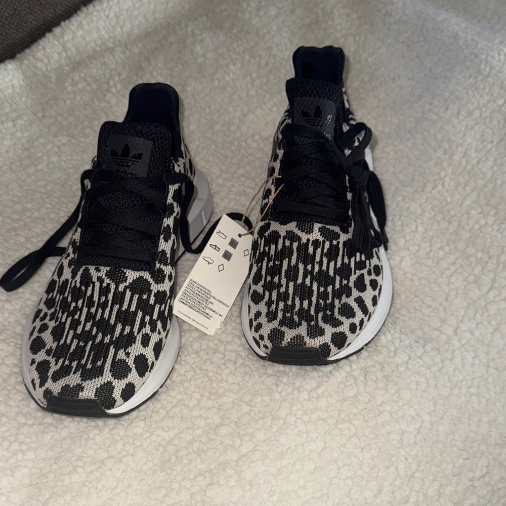 adidas Black & White Leopard Print Athletic Sneakers